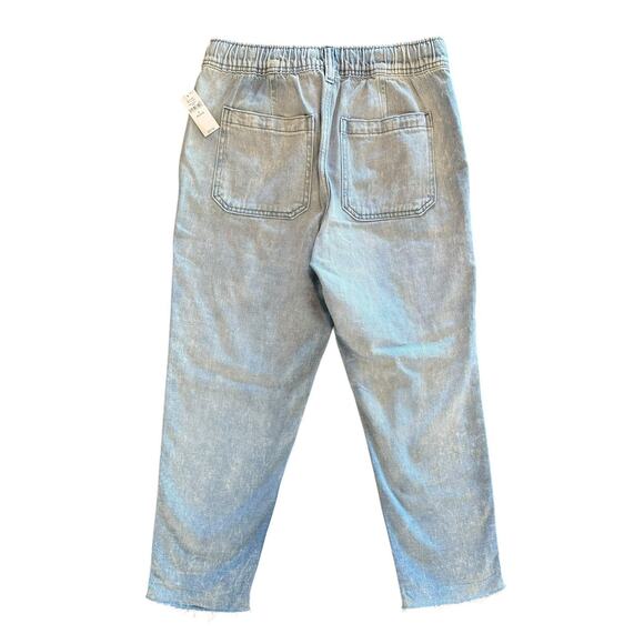 NWT Gap Denim Distressed Pull On Carpenter Jeans Pants Raw Hem Size Small Petite - Picture 2 of 13